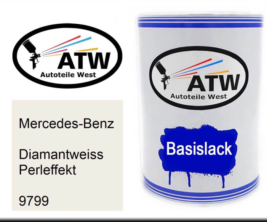 Mercedes-Benz, Diamantweiss Perleffekt, 9799: 500ml Lackdose, von ATW Autoteile West.